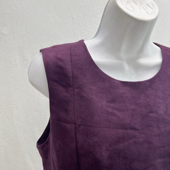 Calvin Klein Elegant Faux Suede Aubergine Princess Seam Sheath Dress size 10 - Picture 2 of 12
